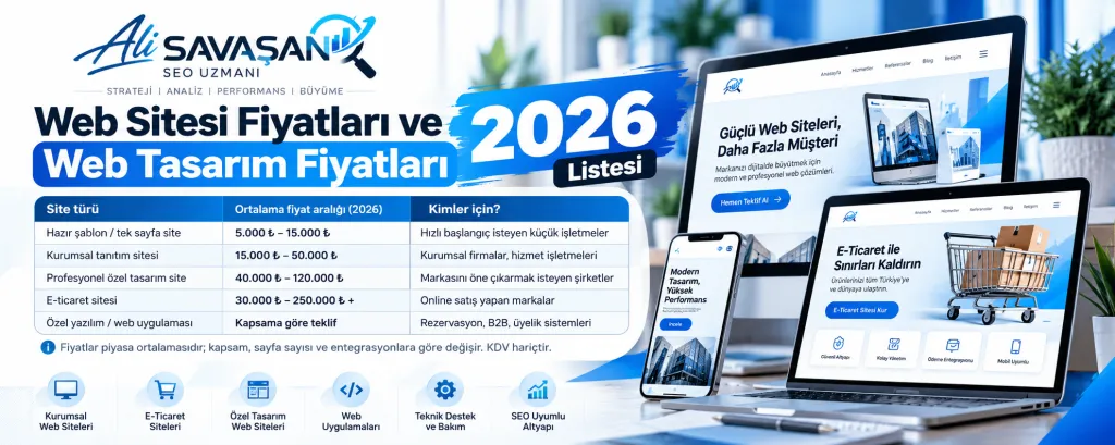 Web Sitesi Fiyatları ve Web Tasarım Fiyatları 2026 Listesi